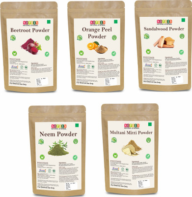 sophin Orange Peel, Sandalwood , Multani Miti, Neem, Beetroot Powder Skin(50gm Pack 5)(250 g)
