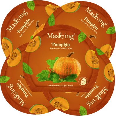MasKing Superfood Pumpkin facial sheet mask for glowing Skin and Hydrating, Pack of 5(100 ml)