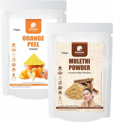Amazer Care Mulethi + Orange Peel Powder Combo, Spot Removing Face Pack, Skin & Hair Care(325 g)