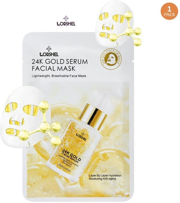 LORSHEL 24 k Gold Face Mask Bio 24 k Gold Face Sheet Mask Texture Tone(25 ml)