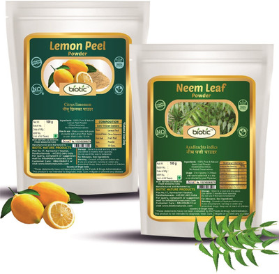 biotic Neem Leaf Powder and Lemon Peel Powder - Combo 100 g Each(200 g)