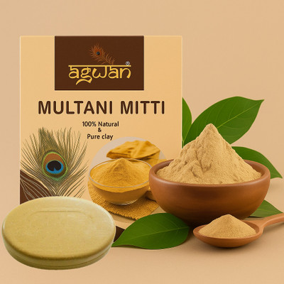 Agwan Herbal Multani Mitti Powder with Soap – For Clear & Smooth Skin(200 g)