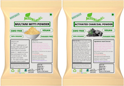 Activeland Pure Multani mitti Powder And Activated Charcoal Powder (100gm Each)(200 g)
