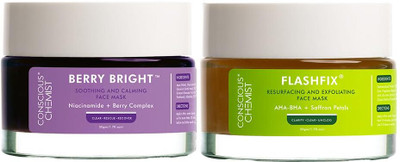 Conscious Chemist Brightening Face Mask Combo | Exfoliating & Refining for Acne Prone Skin(100 g)