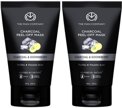 THE MAN COMPANY Activated Charcoal Peel off Mask, Moringa and Gooseberry, Black, pack of 2(200 g)