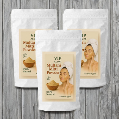 VIP ALDAT Earth Bliss Multani Mitti 3 Pack – Herbal Clay Ubtan for Natural Glow(450 g)