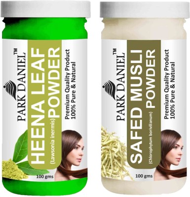 PARK DANIEL Premium Henna Leaf Powder & Safed Musli Powder Combo Pack of 2 Bottles of 100 gm (200 gm )(200 g)