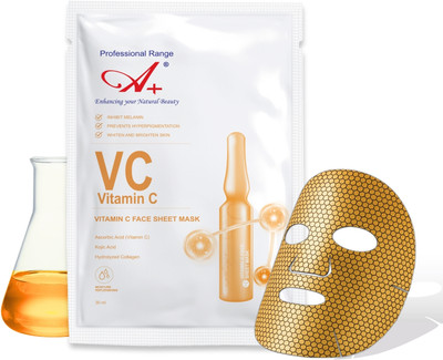 A+ Vitamin C Sheet Mask for Glowing Skin Brightening & Anti-Pigmentation Face Mask(30 ml)
