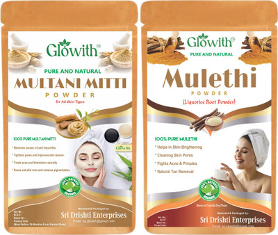 Glowith Multani Mitti & Mulethi Powder for Face Pack – 100g Each | Natural Skin Care(200 g)