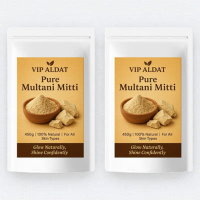 VIP ALDAT Herbal Multani Mitti Glow Brightening Clay Powder (450g × 2 = 900g)(900 g)