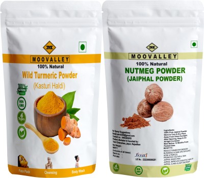 Moovalley Wild Turmeric Kasturi Haldi and Jaiphal (Nutmeg) Powder for Face & Skin 75g Each(150 g)