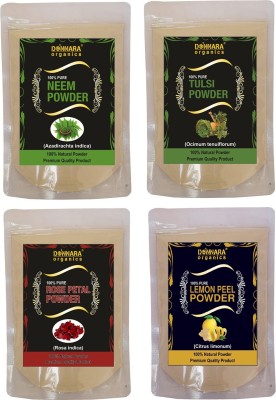 Donnara Organics Neem Powder,Tulsi Powder, Rose Petal powder & Lemon Peel(600 g)