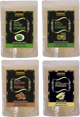 Donnara Organics Neem Powder,Tulsi Powder, Mulethi powder & Multani Mitti powder(600 g)