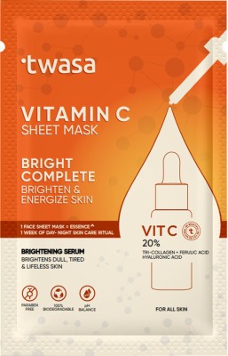 Twasa Vitamin C Natural Face Sheet Mask | Korean Face Mask For Glowing Skin(20 g)