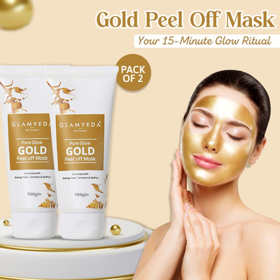 GLAMVEDA Pure Glow Anti Pollution With Gold Peel Off Mask Pack Of 2(200 g)