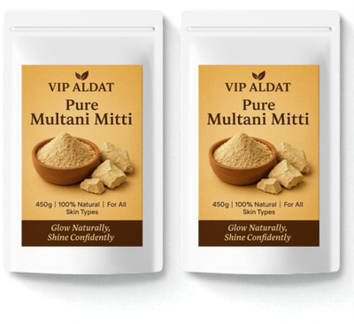 VIP ALDAT Multani Mitti Glow Velvet Pearl Herbal Smooth Supreme Bright Pack 2 (2×450g)(900 g)