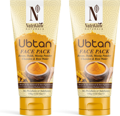 NutriGlow NATURAL'S Ubtan Face & Body Pack for Glowing Skin with Haldi & Chandan, 100g Each(200 g)