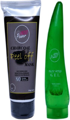 INDO POWER Da86- CHARCOAL PEEL OFF MASK 100g. + ALOE VERA GEL 150ml.(250 g)