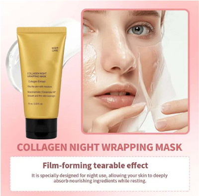 YAWI Collagen Night Wrapping Mask|Hydration,Reduces Sagging Dullness Glowing Skin Gel(75 ml)