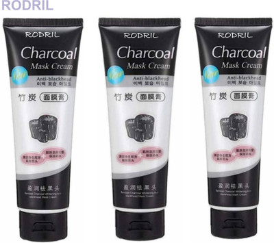 rodril CHARCOAL MASK PEEL OFF PIMPLE REMOVAL PACK OF 3(390 ml)