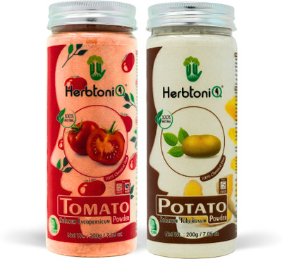 HerbtoniQ Face Pack Powder for Glowing Skin Tan Removal Tomato & Potato Powders Combo of 2(400 g)