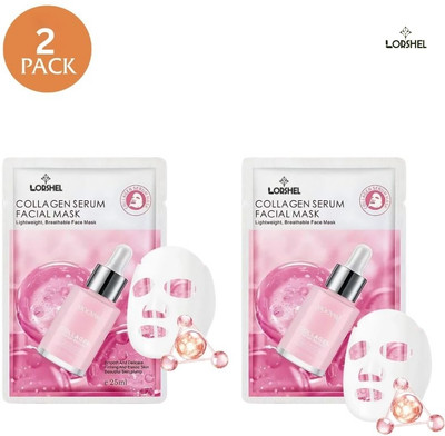 LORSHEL Collagen Face Mask Bio Collagen Face Sheet Mask for Reducing Fine Lines(50 ml)