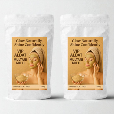 VIP ALDAT Multani Mitti Ayurvedic Skin Detox Herbal Glow Natural Bright Pack 2 (2×450g)(900 g)
