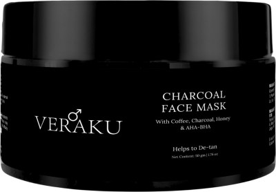 veraku Charcoal Face Mask with Charcoal, Helps to De-Tan (Wash Off)(50 g)