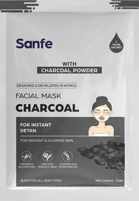 Sanfe Instant Detan Charcoal Facial Mask | For radiant & glowin skin(25 ml)