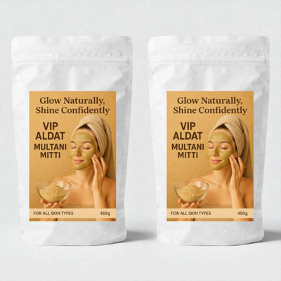VIP ALDAT Multani Mitti Herbal Glow Pure Radiance Skin Brightness Pack 2 (2×450g)(900 g)