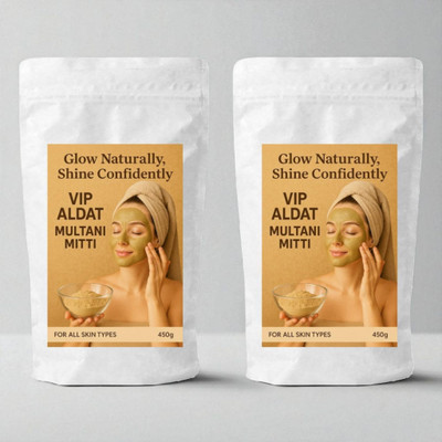 VIP ALDAT Multani Mitti Ayurvedic Herbal Skin Brightness Glow Radiance Pack 2 (2×450g)(900 g)