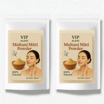 VIP ALDAT Multani Mitti Glow Platinum Bliss Herbal Natural Glow Therapy Pack 2 (2×450g)(900 g)