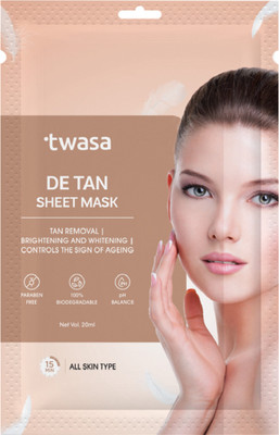 Twasa De Tan Face Sheet Mask For Tan Removal & Skin Brightening(20 ml)