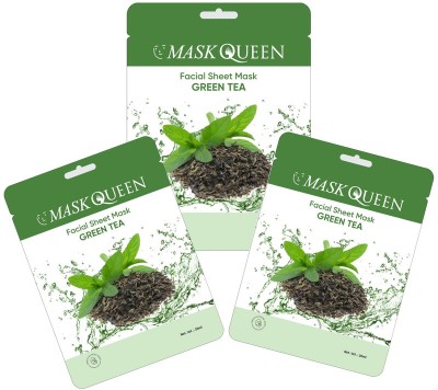 MASK QUEEN Beauty Facial Sheet Mask Green Tea Pack Of 3(60 ml)