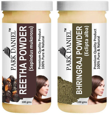 PARK DANIEL Natural Reetha Powder & Bhringraj Powder Combo Pack of 2 Bottles of 100 gm (200 gm )(200 g)