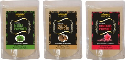 Donnara Organics Neem Powder, Reetha Powder & Hibiscus Powder(450 g)
