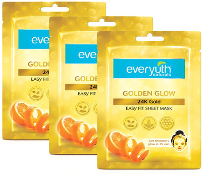Everyuth Naturals Golden Glow 24K Gold Sheet Mask (Pack of 3 * 25ml)(75 ml)