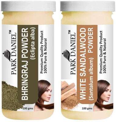 PARK DANIEL Premium Bhringraj Powder & White Sandalwood Powder Combo Pack of 2 Bottles of 100 gm (200 gm )(200 g)
