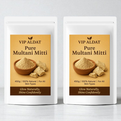 VIP ALDAT Multani Mitti Organic Glow Herbal Detox Face Pack Brightness Radiance 2 (2×450g)(900 g)
