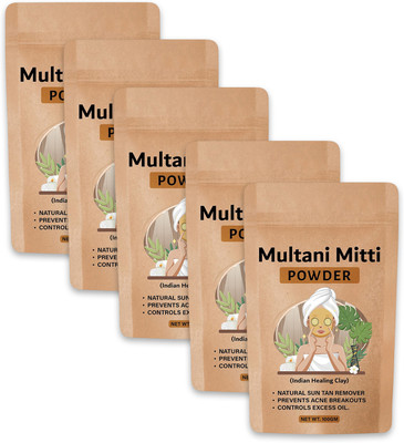 ONEAL Multani Mitti Powder| Bentonite Clay | Great For Hair, Face, Skin (5 Pcs)(500 g)
