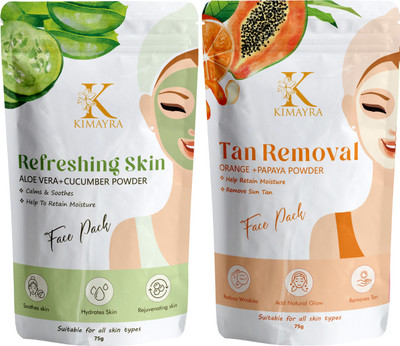KIMAYRA Aloevera + Cucumber & Orange +Papaya Face Pack Powder Reduce Wrinkles/Fine Lines(150 g)