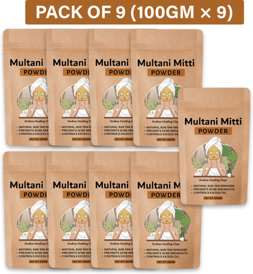 Jasoliya Multani Mitti Powder| Bentonite Clay | Best For Hair, Face, Skin (9 Pcs)(900 g)