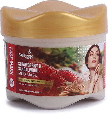 Saffron Naturals Strawberry & Sandalwood Mud Mask for Face with Niacinamide(490 g)