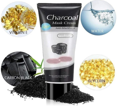 Luster Shine Charcoal Mask Cream For Daily Pollution Free Skin, Black Head Remove(130 ml)