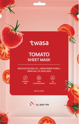 Twasa Tomato Sheet Mask For Glowing & Brightening Skin | Refreshing Face Sheet Mask(20 ml)