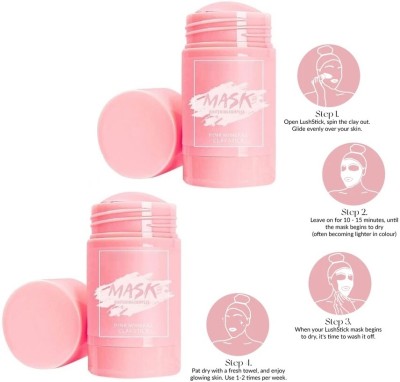 tanvi27 Brightening Stick Rose Pink Clay Mask Stick Rose Stick Mask For Face Combo(84 g)