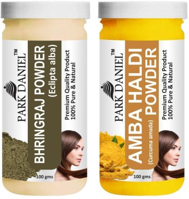 PARK DANIEL Premium Bhringraj Powder & Amba Haldi Powder Combo Pack of 2 Bottles of 100 gm (200 gm )(200 g)