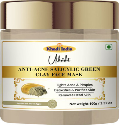 Utkrisht Khadi Anti-Acne Salicylic Green Clay Face Mask - Natural Acne Treatment(100 g)