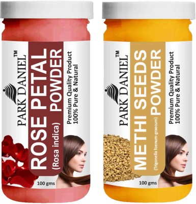 PARK DANIEL Premium Rose Petal Powder & Methi Powder Combo Pack of 2 Bottles of 100 gm (200 gm )(200 g)