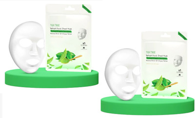 EVERERIN Tea Tree Sheet Mask with Serum All Skin Types Soft and Healthy Skin COMBO(40 g)